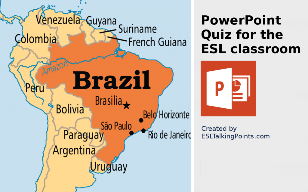 Brazil TEFL/ESL/EFL PowerPoint Jeopardy Country Quiz Multiple Choice